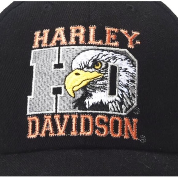 Harley Davidson Cycles Eagle Black Embroidered Baseball Cap Adjustable Back NWT - Picture 2 of 3